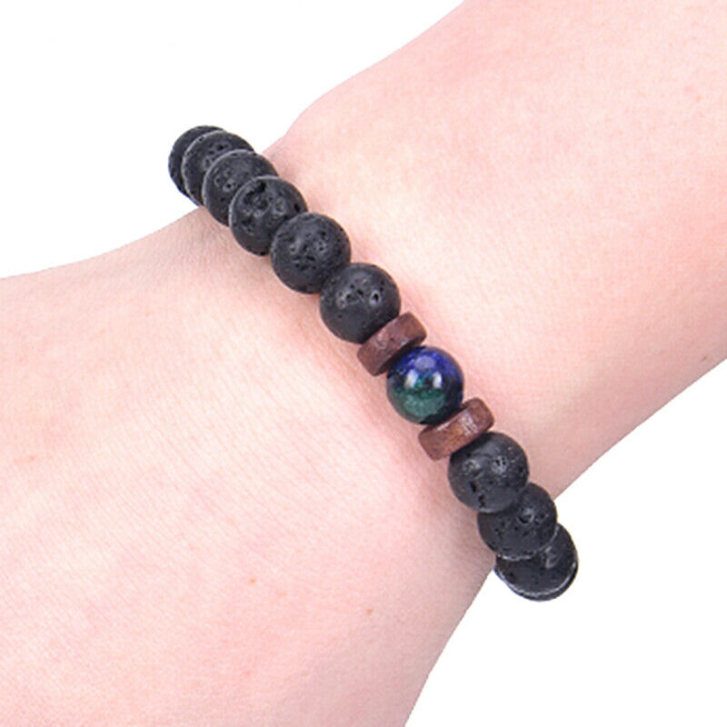 Men's Prayer Mala Beads Lava Rock Stone Chrysocolla Beaded Yoga Bracelets.l8