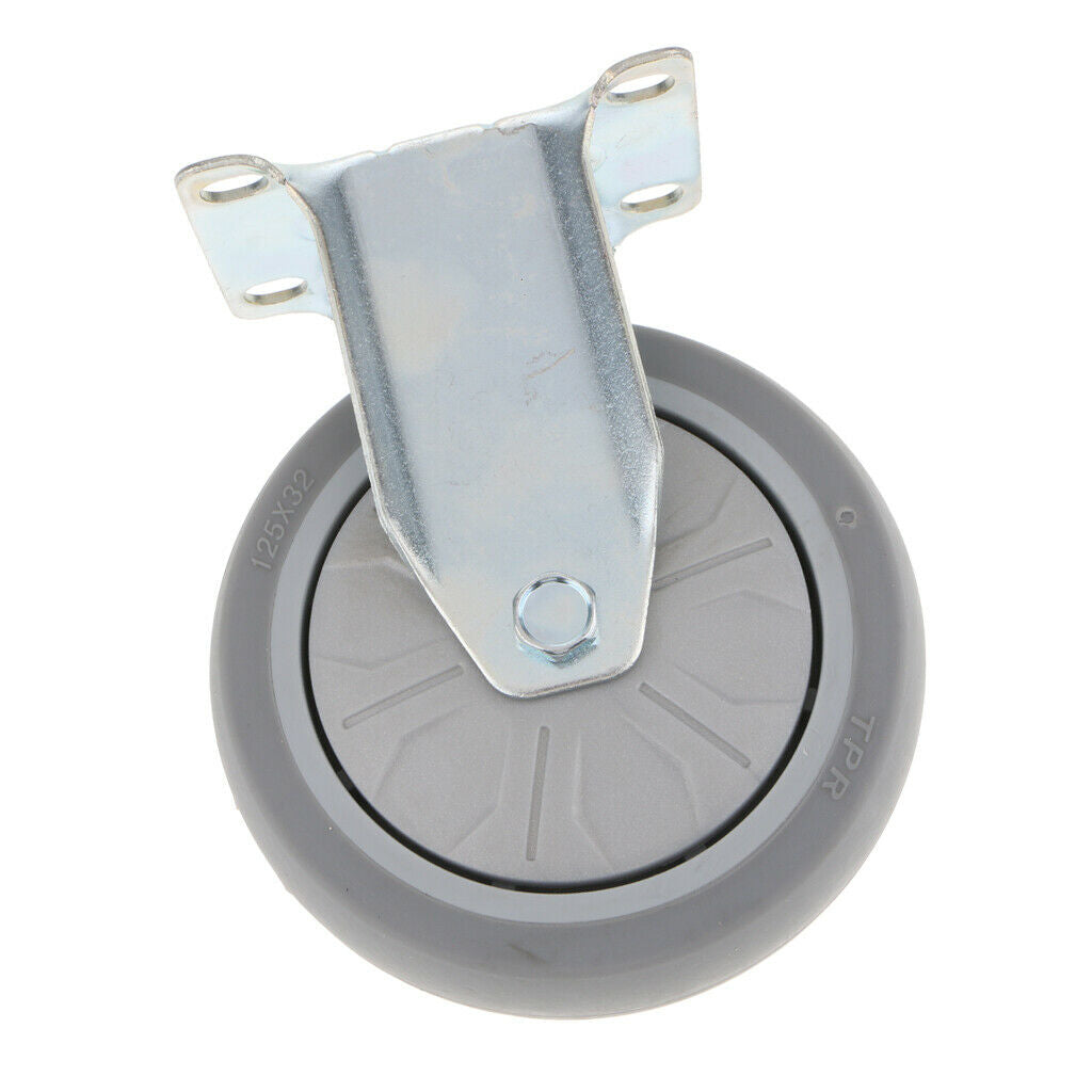 5 Inch / 125mm PTFE Heavy Duty Caster Wheel Top Plate Fixed Caster with 8.5mm