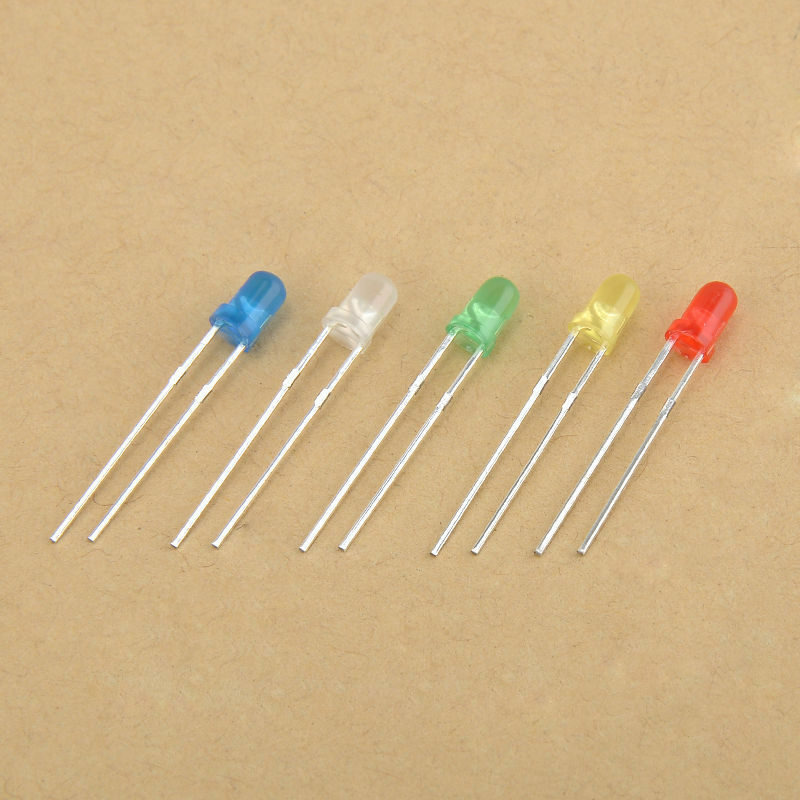 100pcs Lot 3mm White Green Red Blue Yellow LED Light Bulb Emitting Diode Lamps