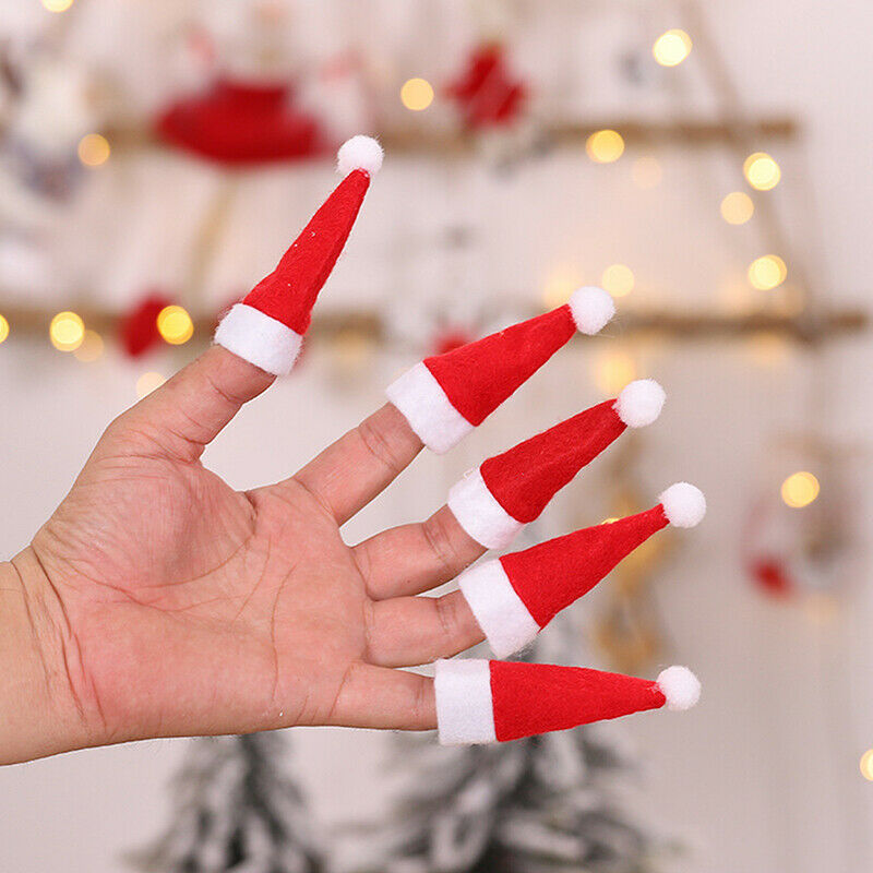 12pcs Christmas Decorative Hats Cutlery Holder Mini Santa Hats Lollipop Co JD