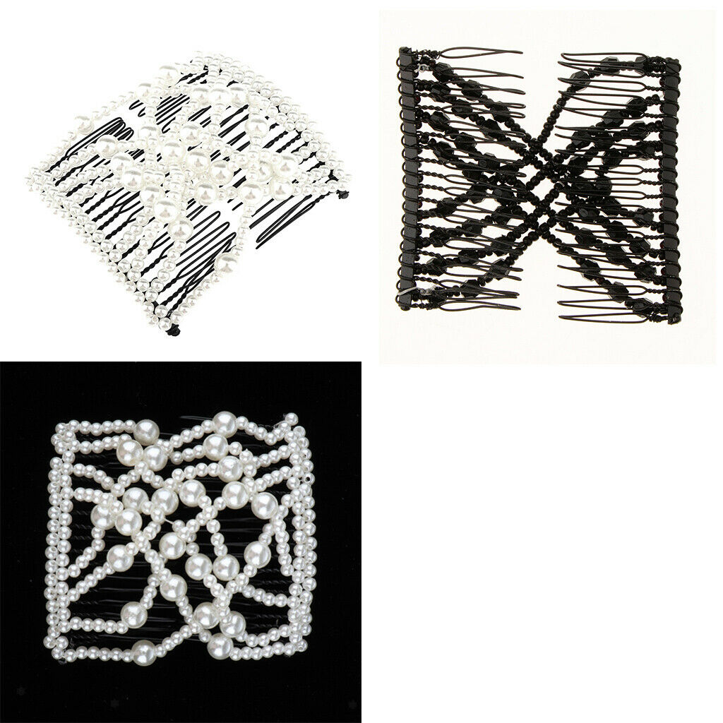 2pcs Elastic Double Slide Hair Combs Clips Hair Holder Women Hairstying Tool