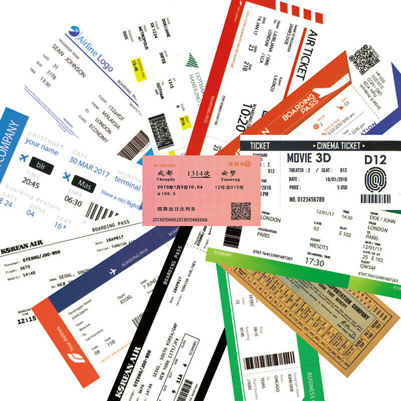 55PCS Boarding Pass Air Ticket Graffiti Stickers DIY Bike Travel Luggage .l8