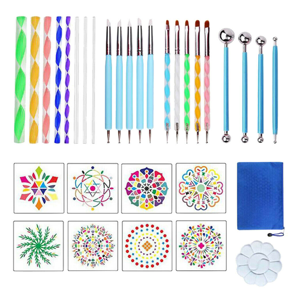 Set of 32PCS Premium Mandala Dotting Tools Set with a Waterproof Storage Bag for