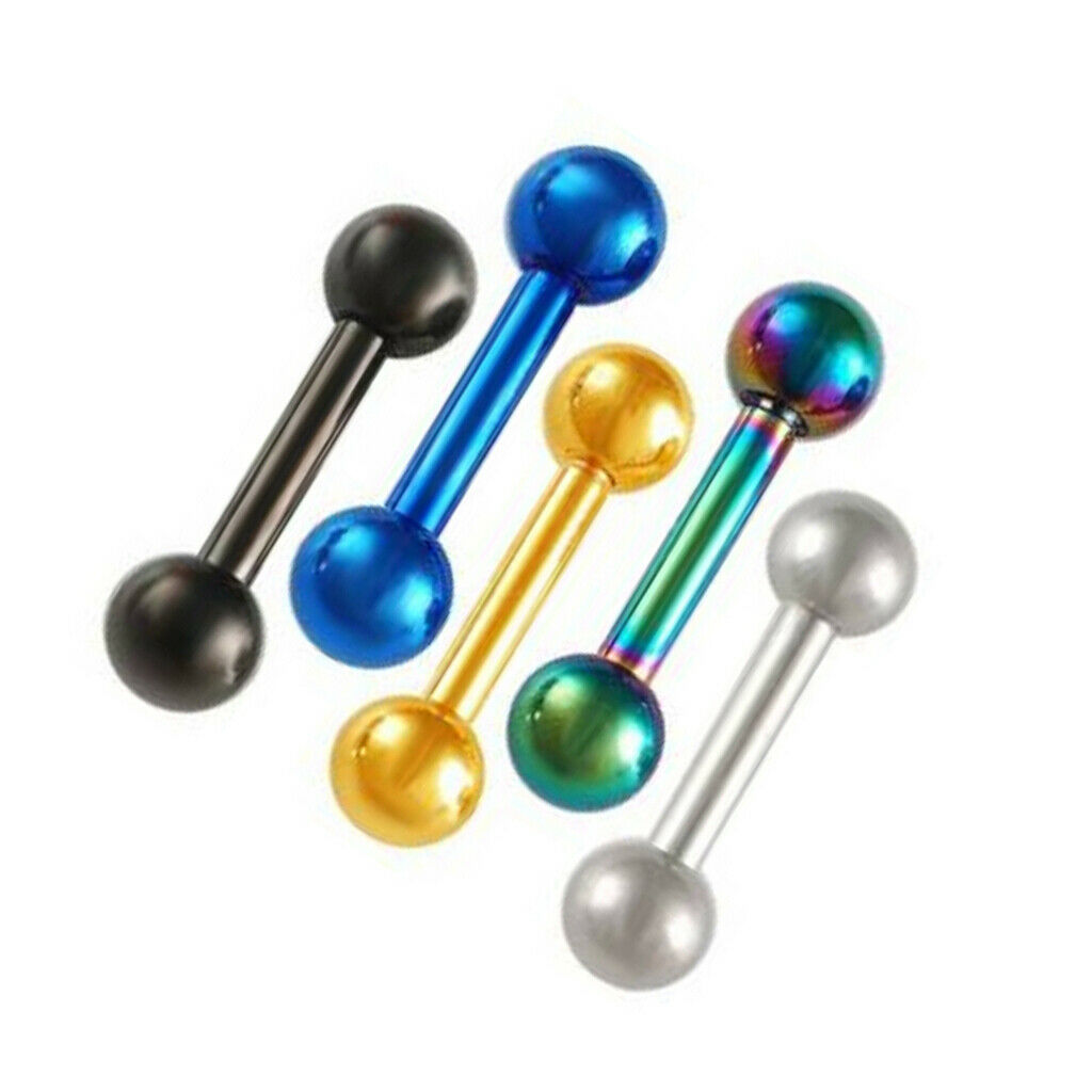 5 Pieces Double Ball Studs Lip Tragus Ear Rings Bars Labret