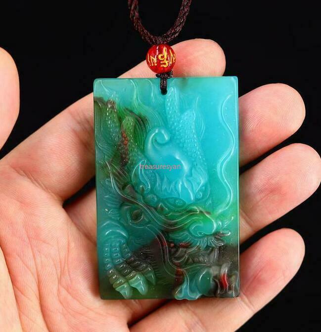 Jade Dragon Pendant Jade Natural Gift Carved Jewelry Amulet Necklace