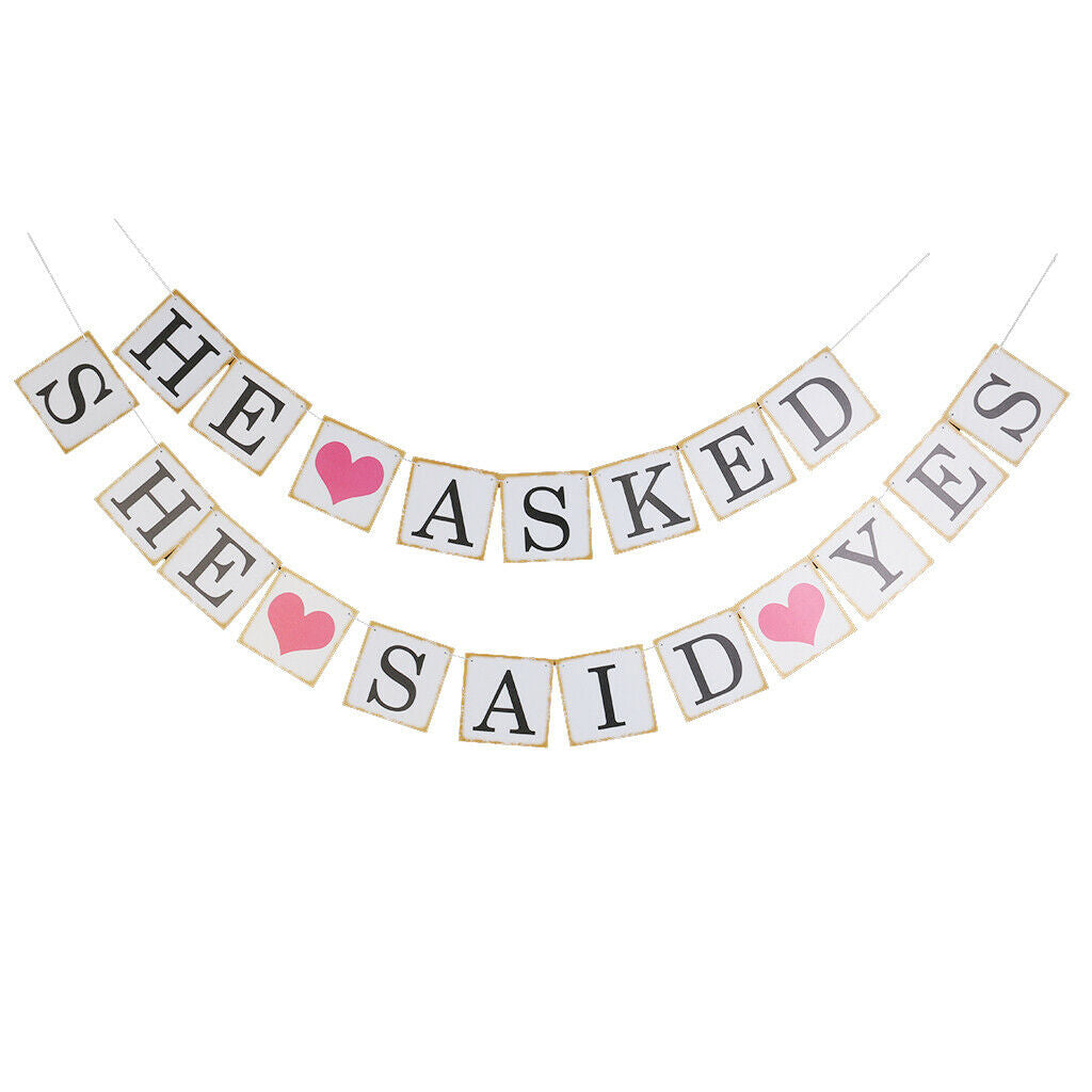 He Asked What She Said Yes. Wedding Pennants.