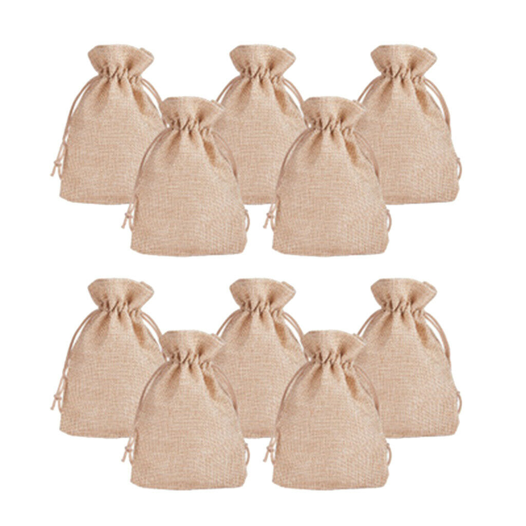 20Pcs Small Jewelry Pouches Burlap Gift Bags Wedding Favors Drawstring Linen