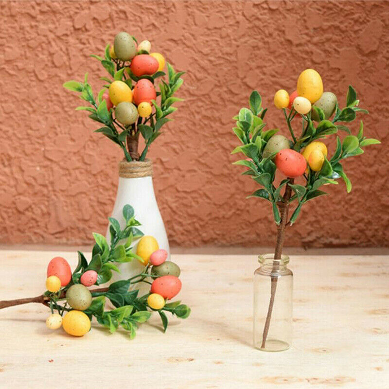 Easter Eggs Tree Decor Simulation Leaf Branch Easter Home Desktop Ornamen.l8