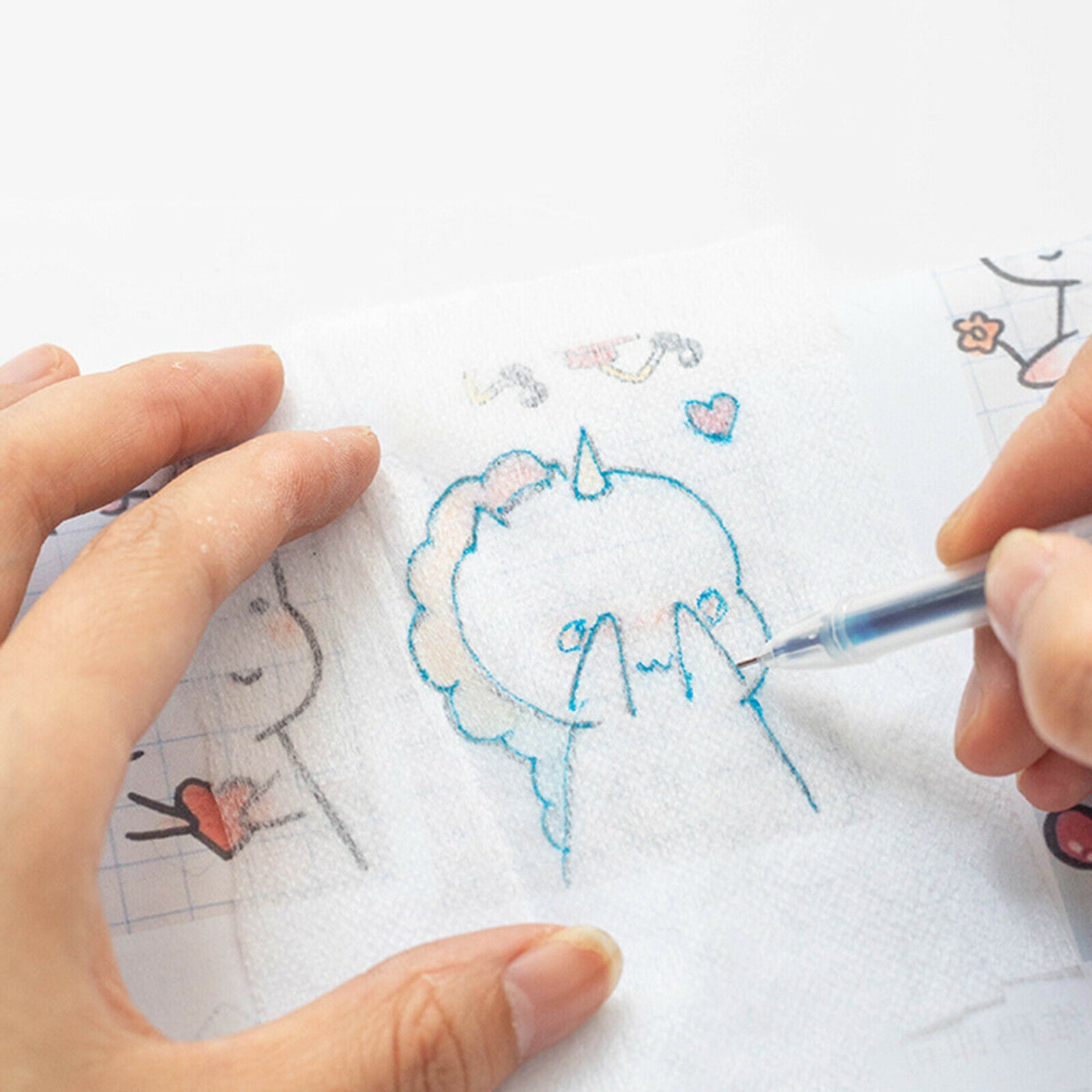 5 Sheets 20x20" Water Soluble Embroidery Stabilizer Tracing Paper with Pens