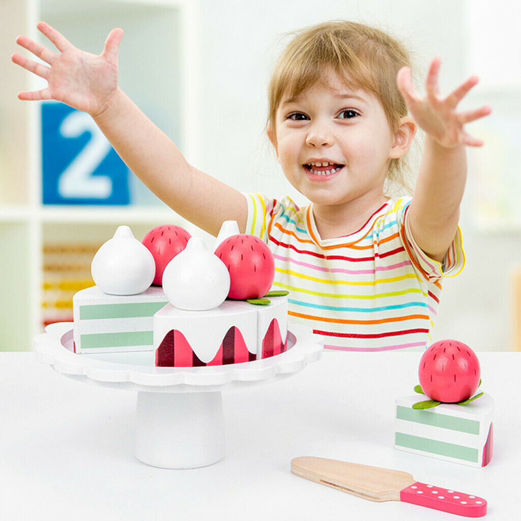 Wooden Play Food Pretend Cake Toys for Kids Boys Girls 4-6 Play Fun