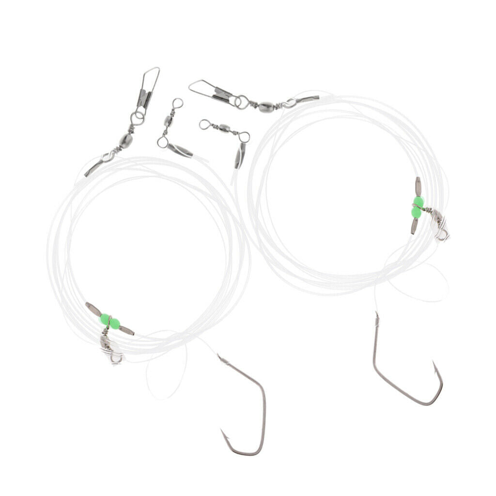 Fishing Wire Leader with 2pcs Hooks Swivels Snaps Beads Sea Fishing Tackle