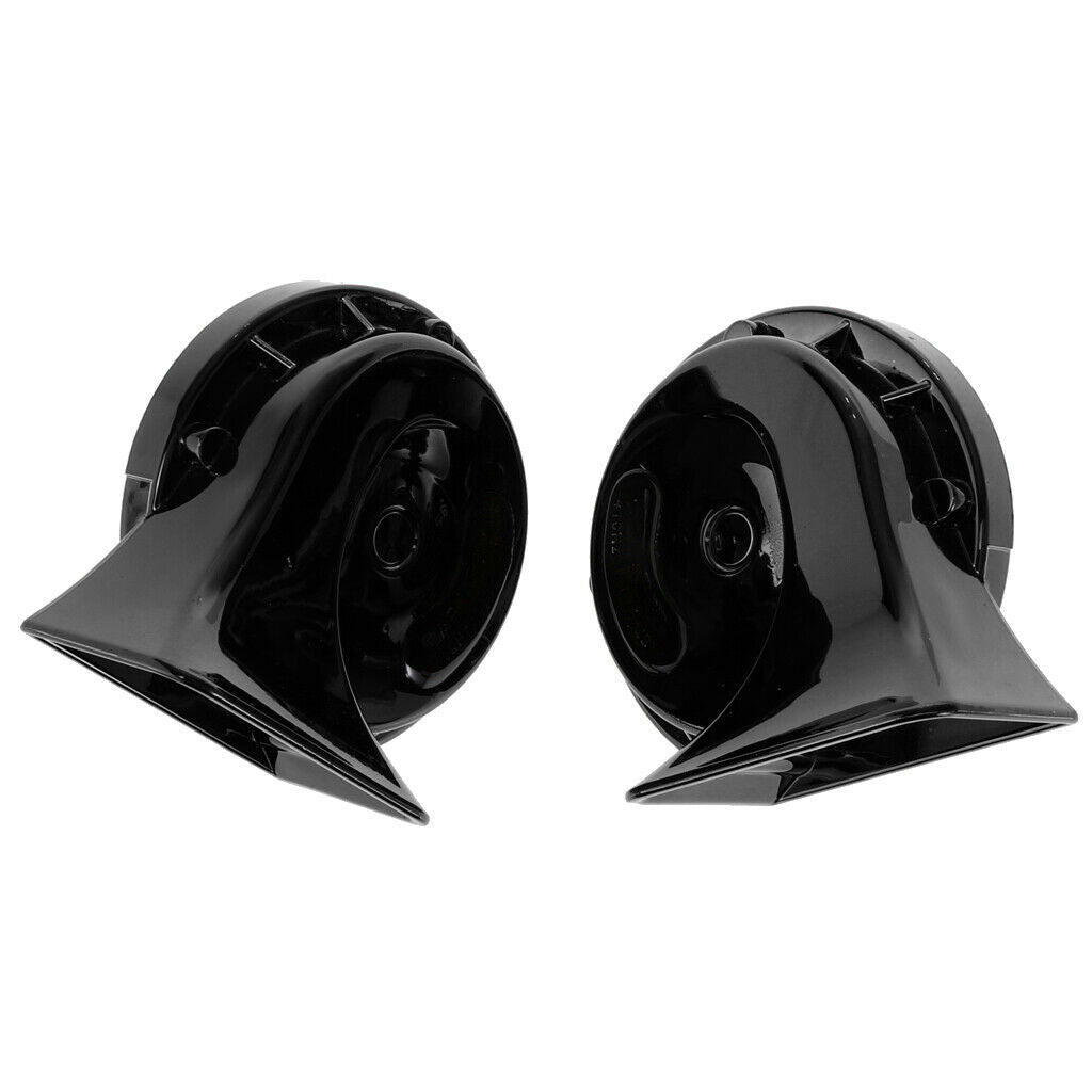2 Pieces 12V 115 DB Universal Car Snail Horns High Bass Basin Type Black