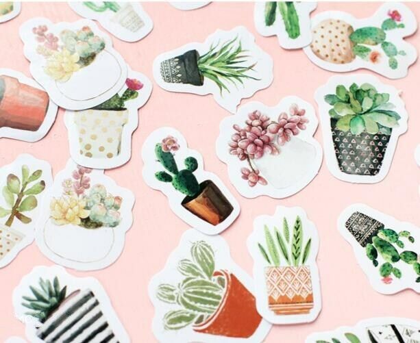 45pcs/pack Plant cactus Stickers DIY decorative Sealing Scrapbooking stickers