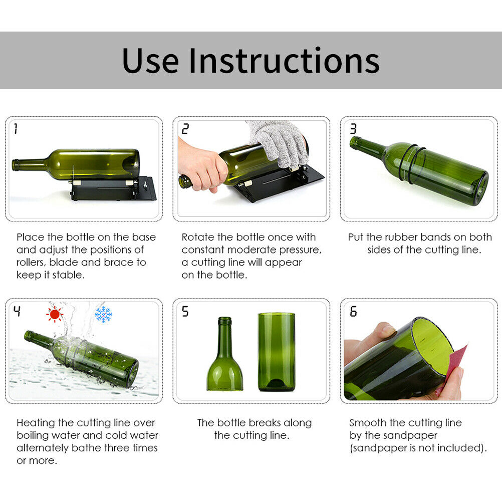 19PCS Glass Bottle Cutter DIY Hand Tool Square Glass Cutter Wine Bottle Tool KX