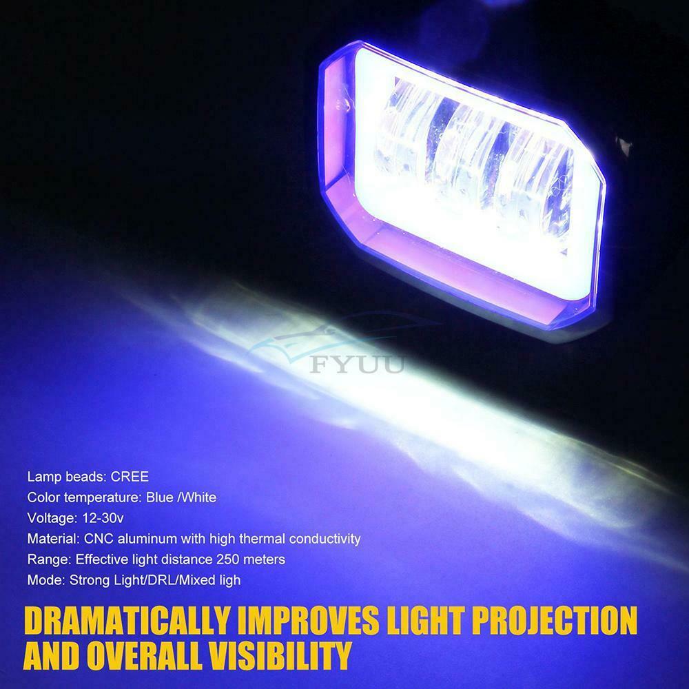1 Pair 60W 6000LM 3.5-inch Motorcycle Truck Car Square Blue Angel Eye Work Light