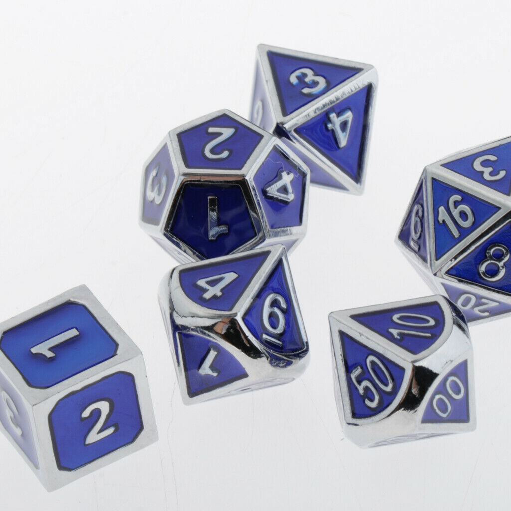 Zinc Alloy Multi-sided Dices D4-D20 Die for Role Play KTV Board Game Blue
