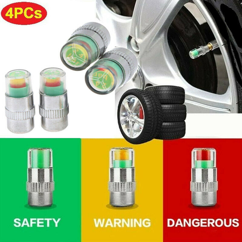 4Pcs/Set Car Tire Tyre Air Pressure Valve Stem Caps Sensor Indicator Alert