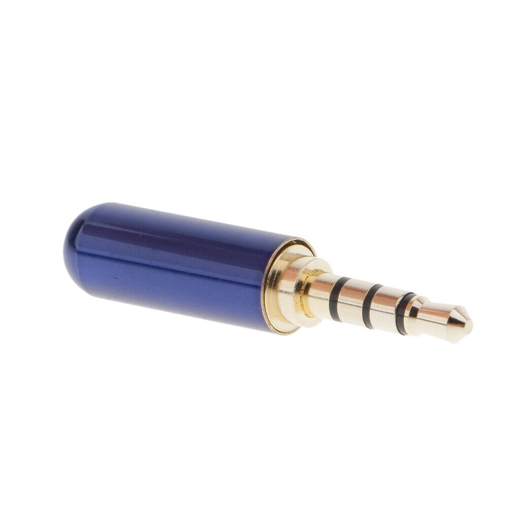 4 3.5mm 1/8" Male Repair Headphone Jack Plug Metal Adapter Soldering blue