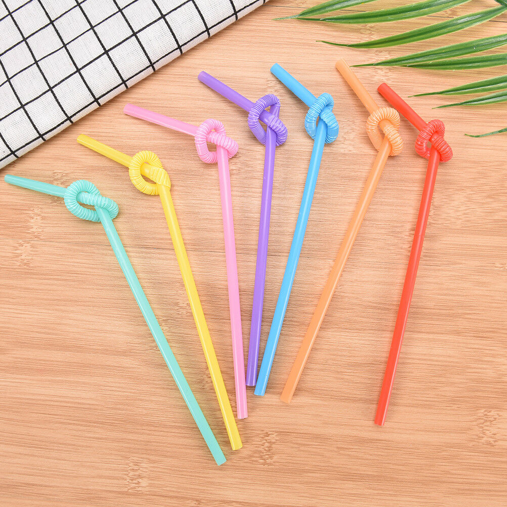 100 pcs flexible plastic bendy party disposable drinking straws multicolor B SJ