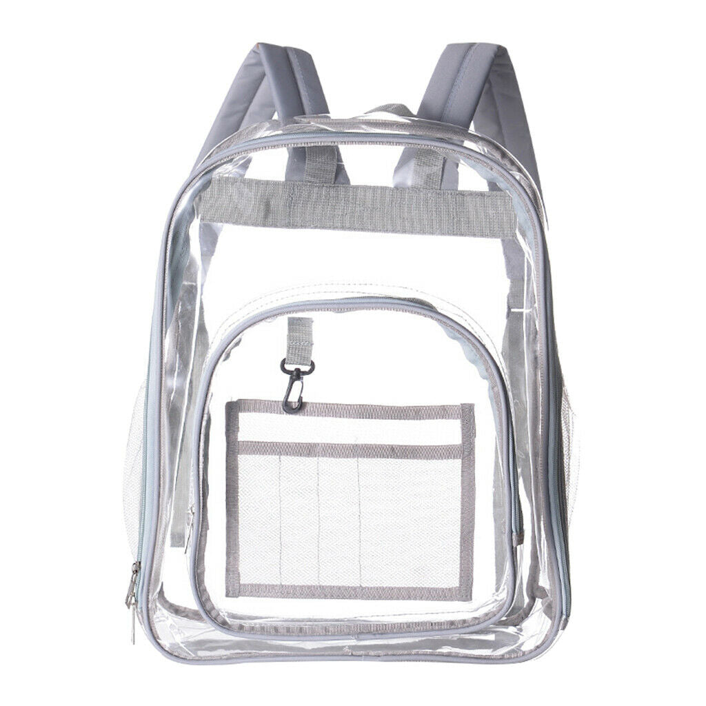 1 Pieces Clear PVC Backpack Heavy Duty Transparent Bag for Sports Light Gray