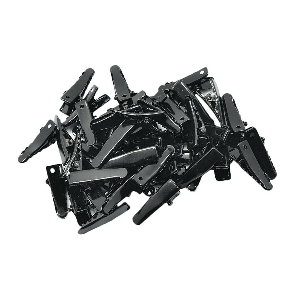 50x Black Metal Single Prong Alligator Hair Clips Hair Accessories 24mm