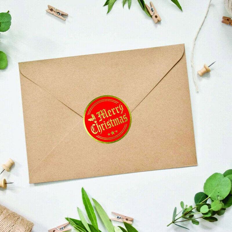Round 500pcs Merry Christmas Stickers Gifts Packaging Sealing Labels Xmas.l8