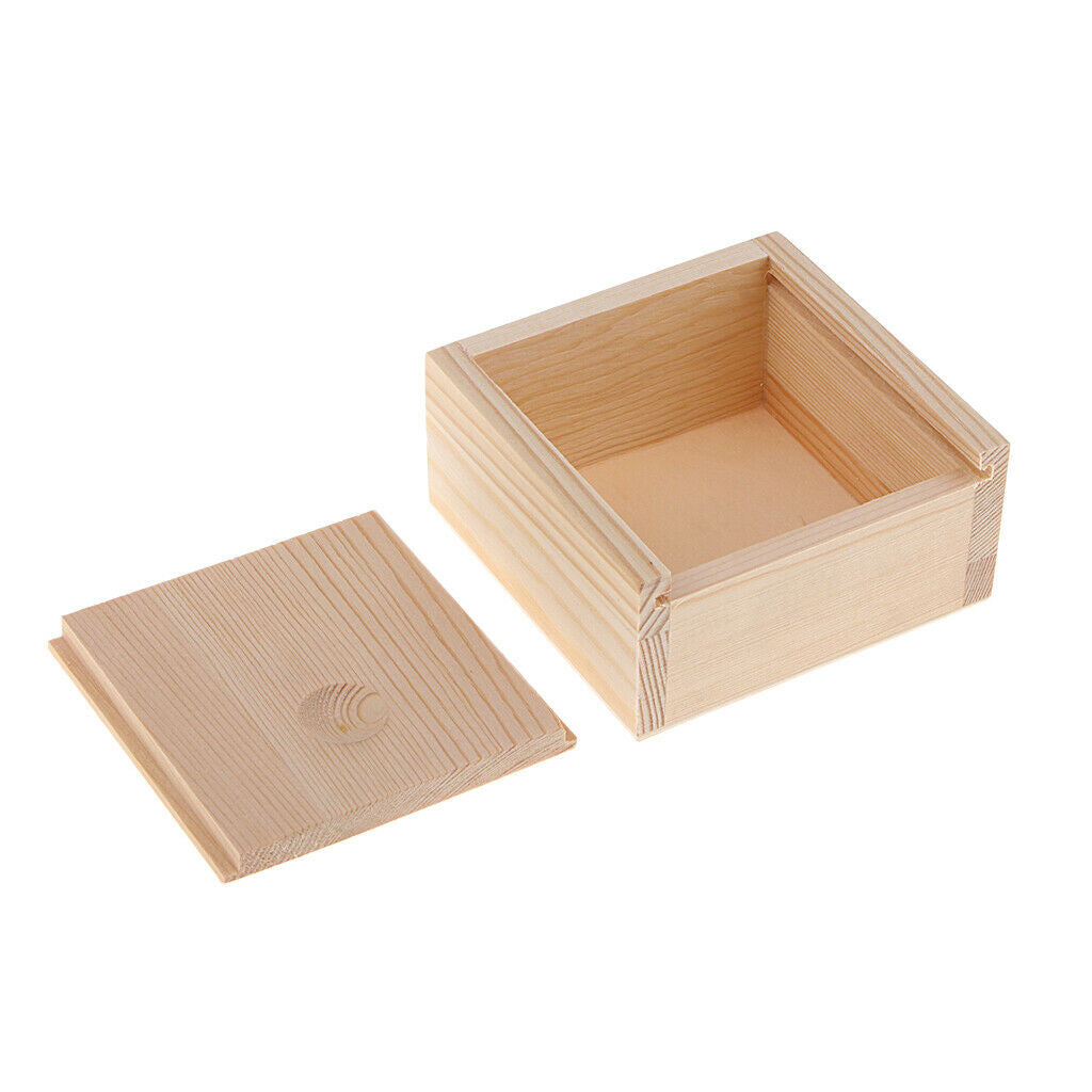 Unpainted Wood Tea Storage Box Wooden Case W/ Lid Office /Home Organizer