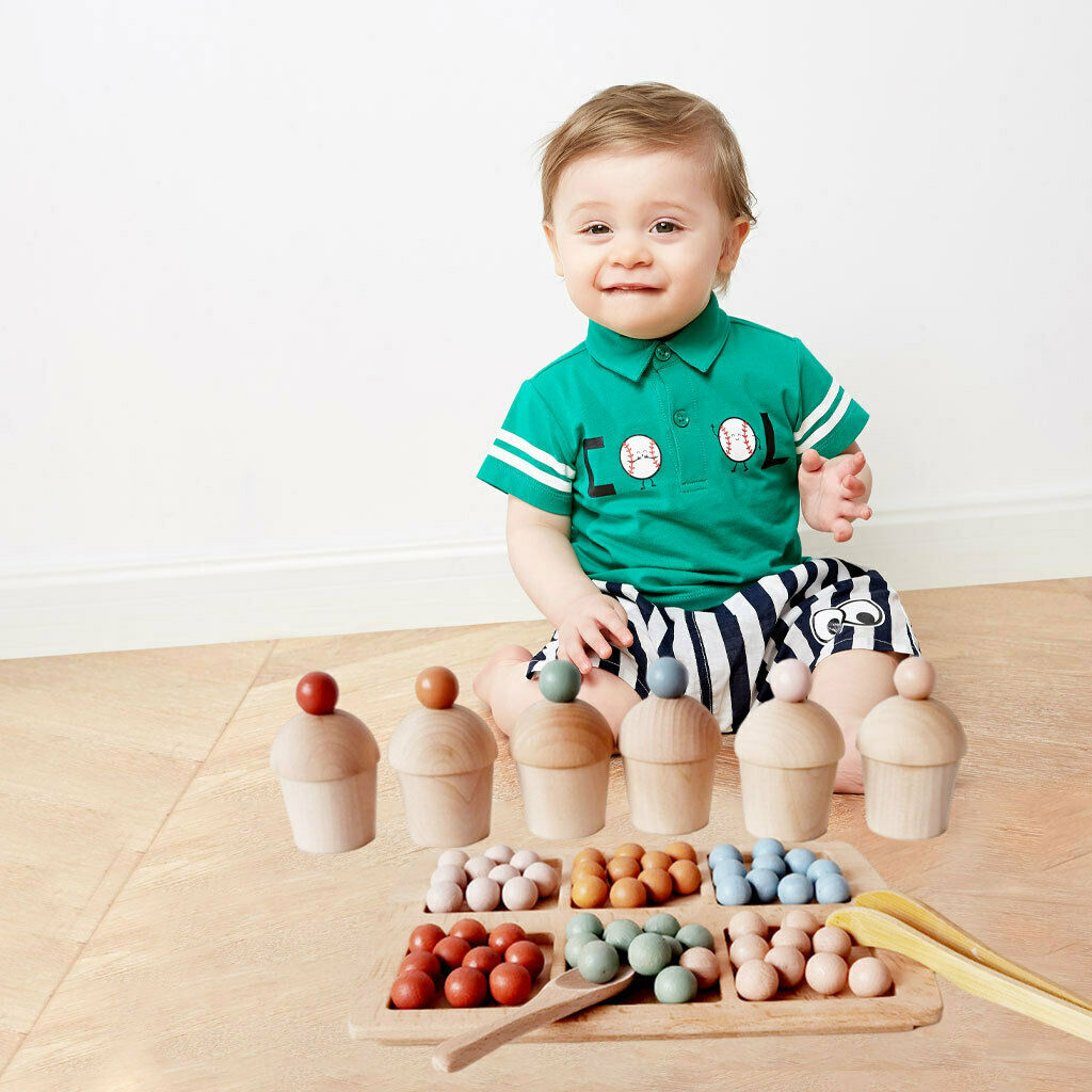 Kids Clip Beads Rainbow Cup Multicolor Wooden Educational Toys for Kids