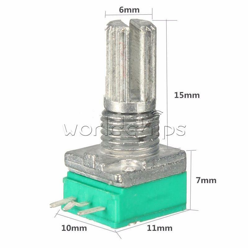 3Pcs Type B 10K ohm 6mm Knurled Shaft Single Linear Rotary Taper Potentiometer