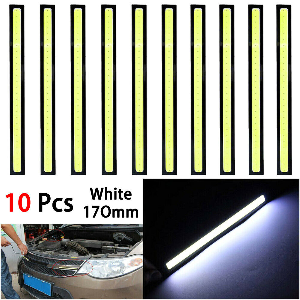 10PCS 12V LED STRIP DRL DAYTIME RUNNING LIGHT FOG COB CAR LAMP DRIVING WHITE