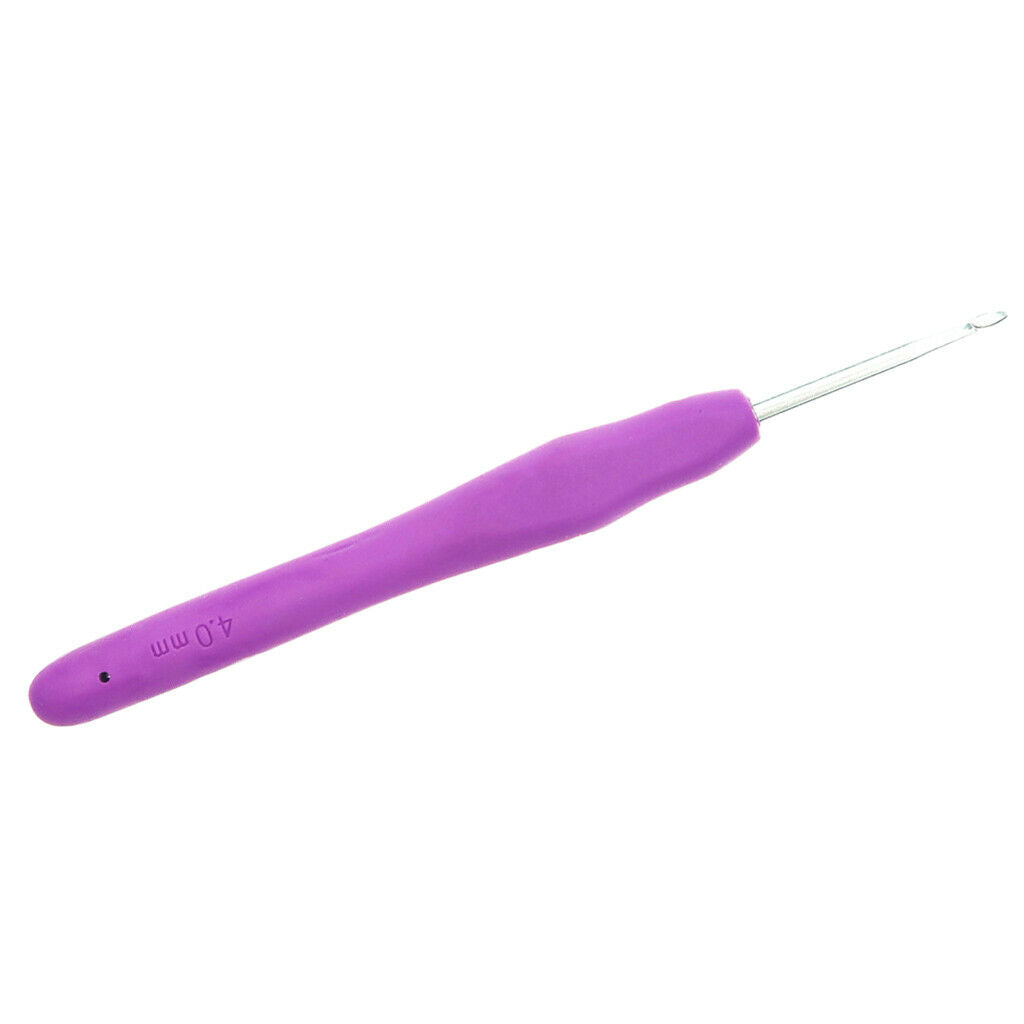 Aluminum Crochet Hook With Soft Grip Knitting Weaving Needles 4.0mm Purple