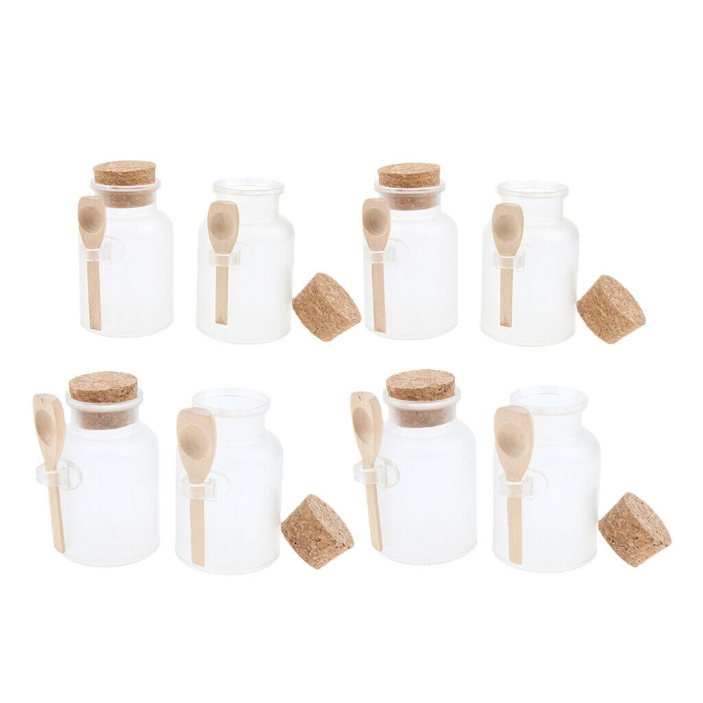 8Pcs/set Round Plastic Clear Bottle with Corks Bath Salt Vials Jar Container