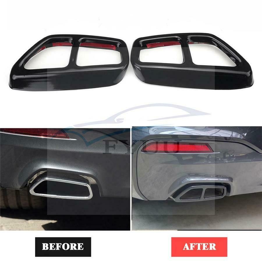 2x Rear Dual Exhaust Muffler Cover Trim  For 2017-18 BMW 5 Series G30 G31 Black