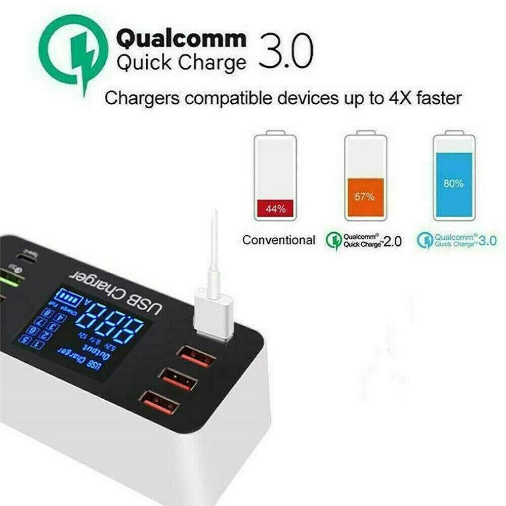8 Port Multi USB AC Wall Charger Hub Smart Quick Fast Wall Charging Station
