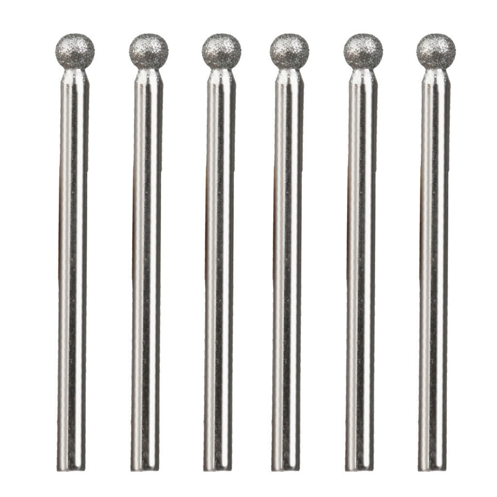 6pcs/set 45mm Diamond Coated Round Ball Shape Grinding Burrs Bit Shank Grits