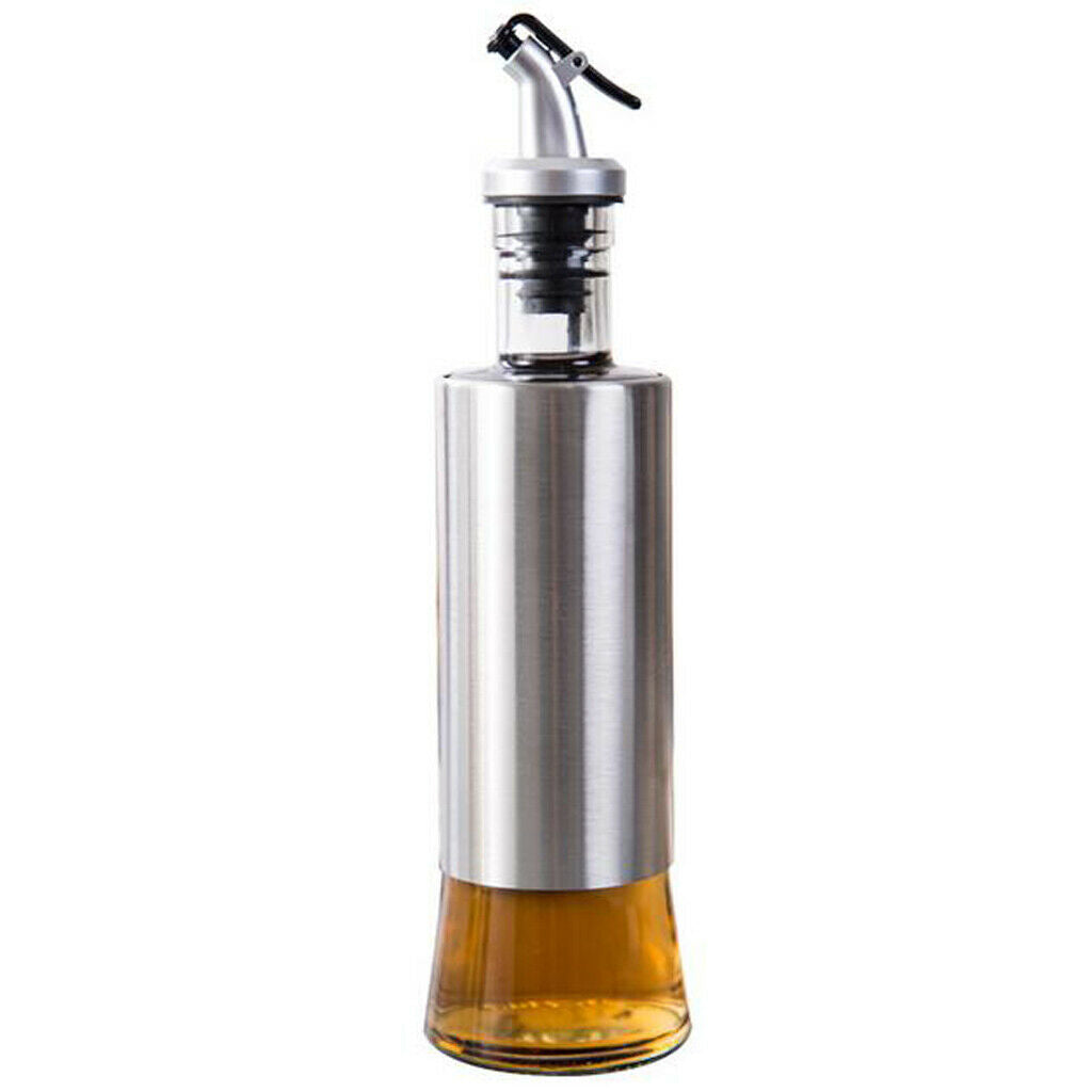 Stainless Steel Castor Oil Bottle Soy Sauce Pot Glass Vinegar Dispenser