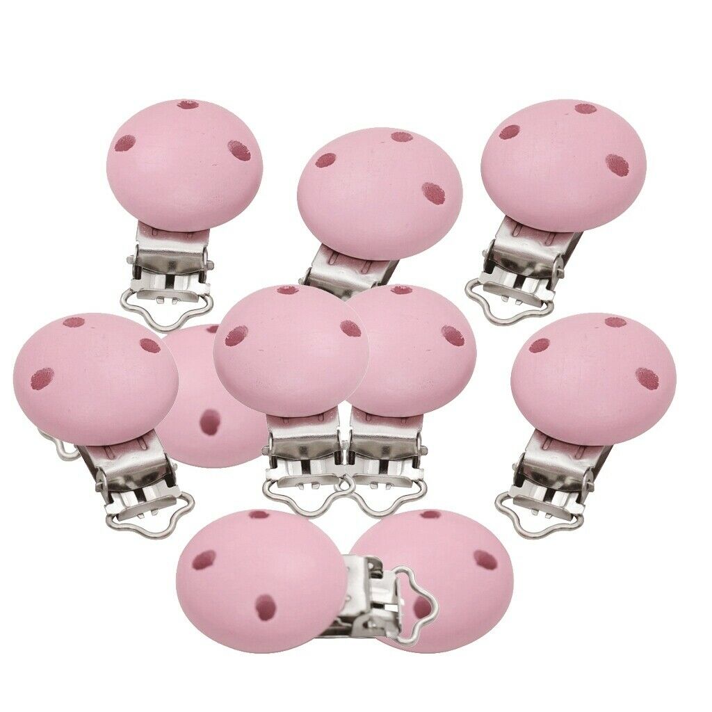 30 Pieces Wooden Round Baby Pacifier Clip Pacifier Dummy Clips DIY Bead Tool