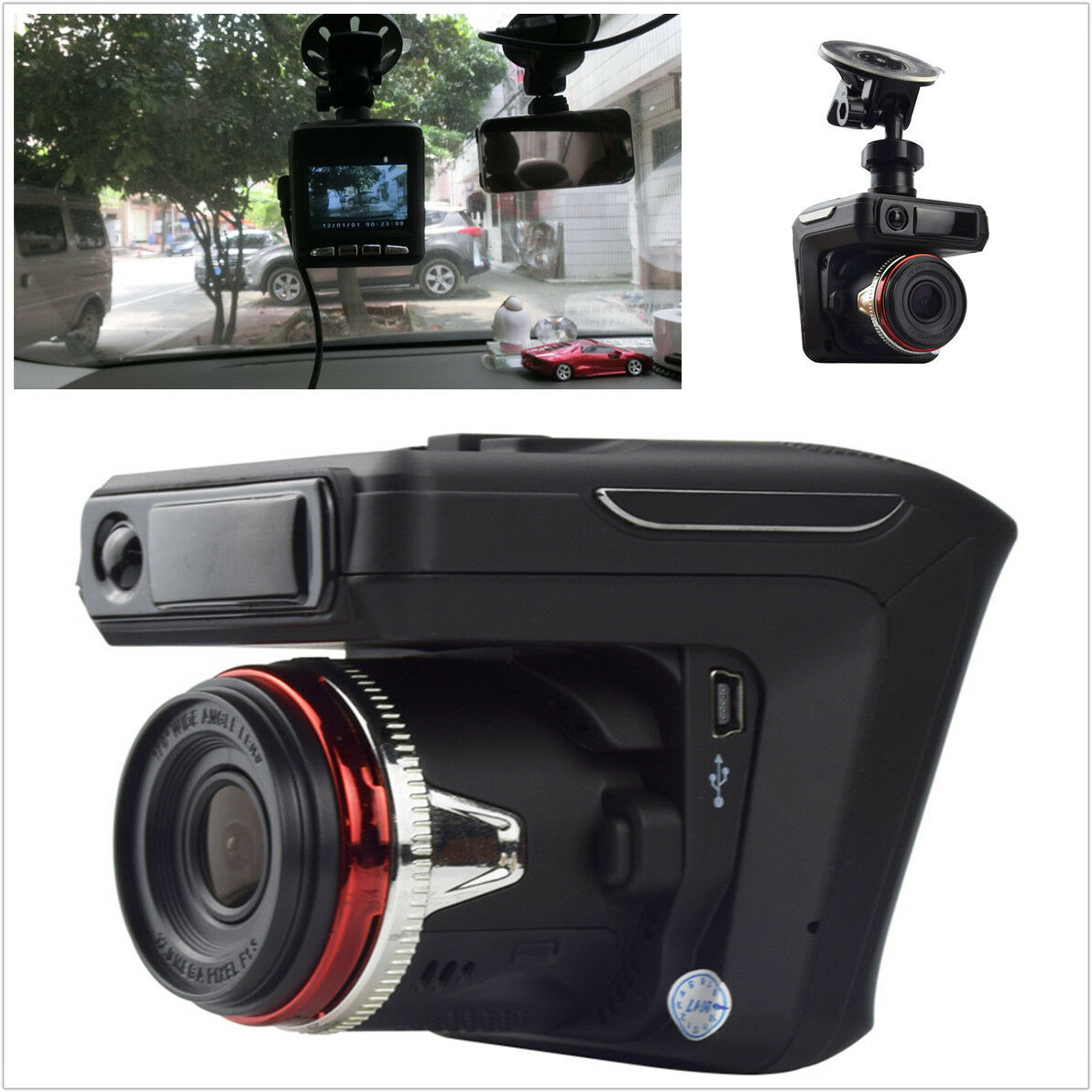 2 In 1 2.4'' HD 1080P Car Video Camera Recorder Dash Cam Radar Speed Detector