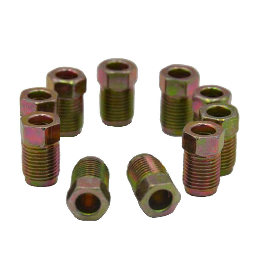 10 lot Hollow Male Brake Pipe Screw Durable Nuts for Braking Steel Tube