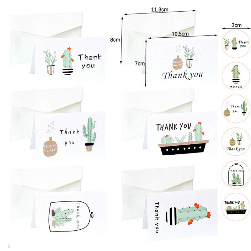 6Sets Cactus Thank you Cards Wedding Party Invitation Greeting Cards Enve.l8