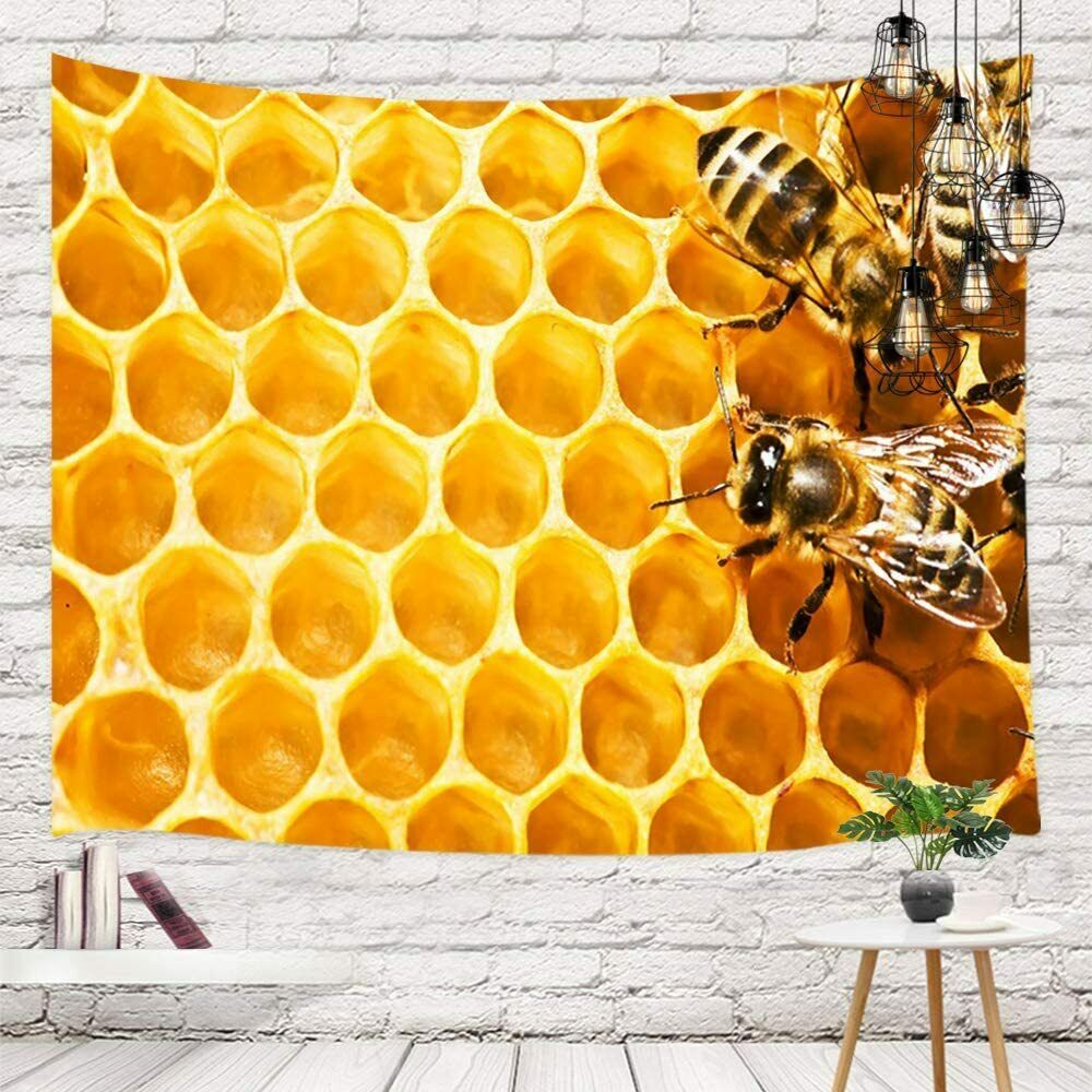 Nature Wildlife Honey Bees Tapestry Spring Insect Bee on Flowers Wall Tapestry