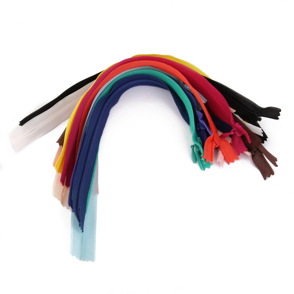 Lot 50 Assorted CONCEALED INVISIBLE NYLON ZIPS SEWING CLOSED END ZIPPERS 7