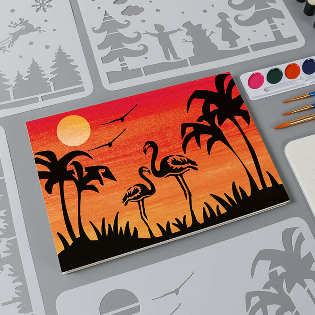 16pcs Silhouette Painting Template Stencils DIY Art Pattern Making Plate @