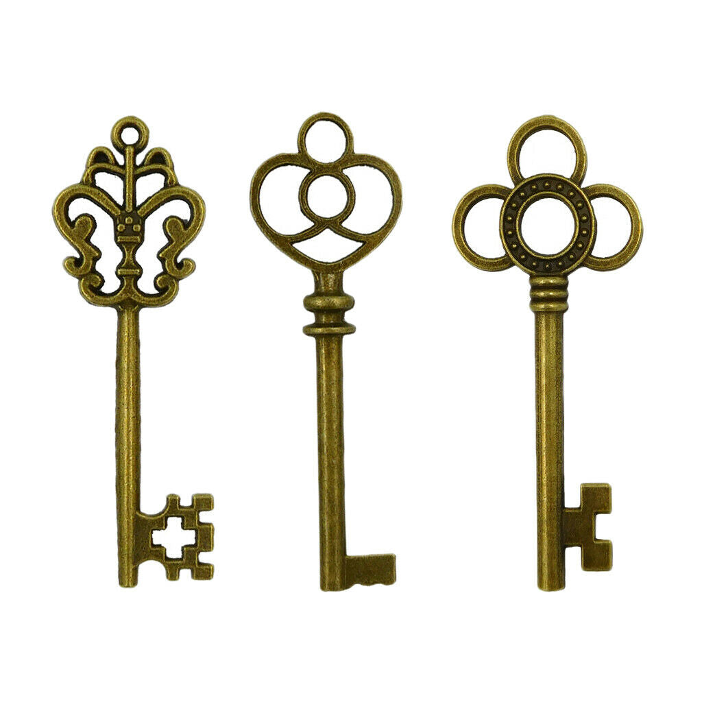 12x Skeleton Key Dangle Pendant Charms for DIY Necklace Bracelet Earrings