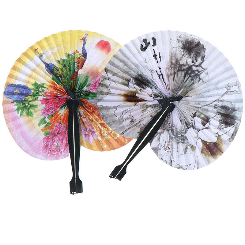 1X Chinese Paper Folding Hand Fan Oriental Floral Peacock Party Wedding G.l8