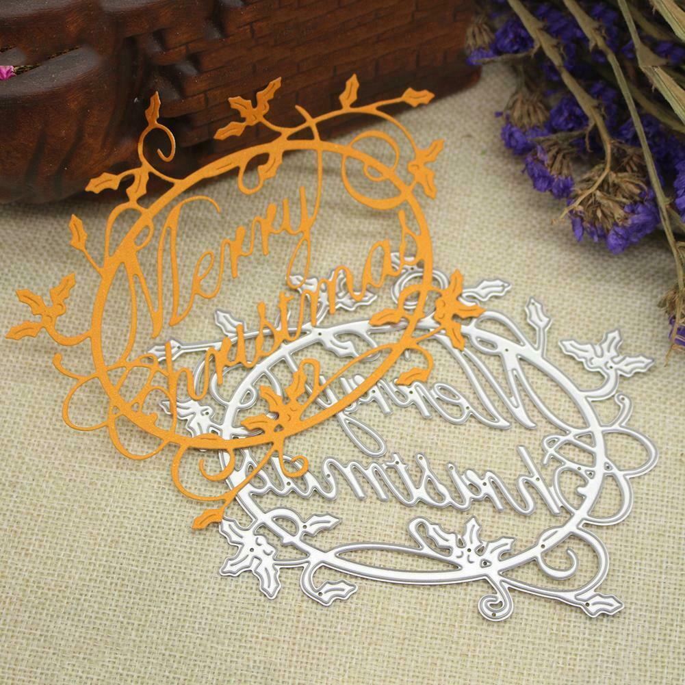 Christmas Words Cutting Die Stencil Scrapbooking Card Template DIY Craft @