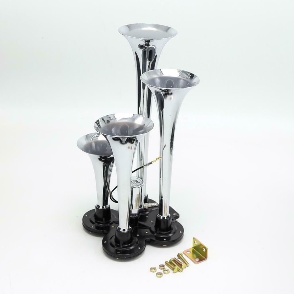 12V 150db Air Horn, 4 Trumpet Air Horn with Electric Solenoid for 12V/24V