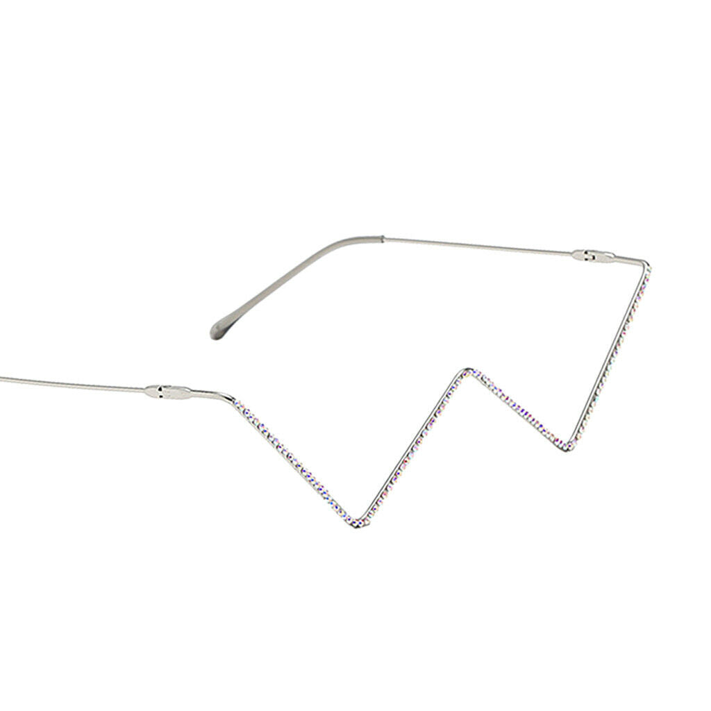 4 Pieces Luxury Crystal Eye Glasses V Shape Metal Frame Lensless Eyewear