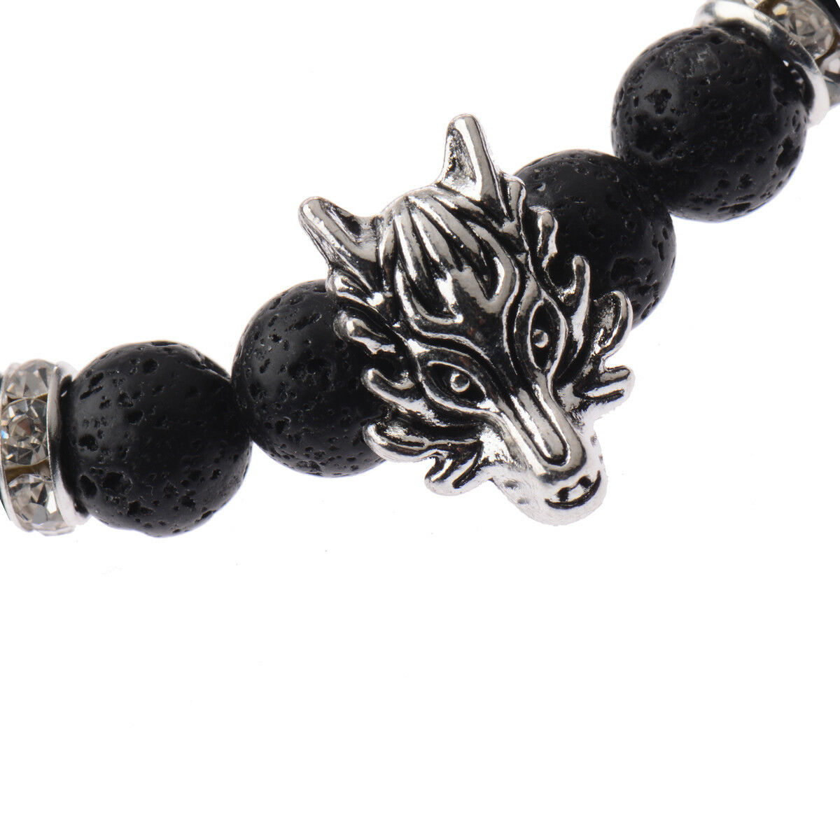 Charm Men's Lava Rock Beaded Dragon Bracelet Lucky Yoga Energy Wrist Bracelet