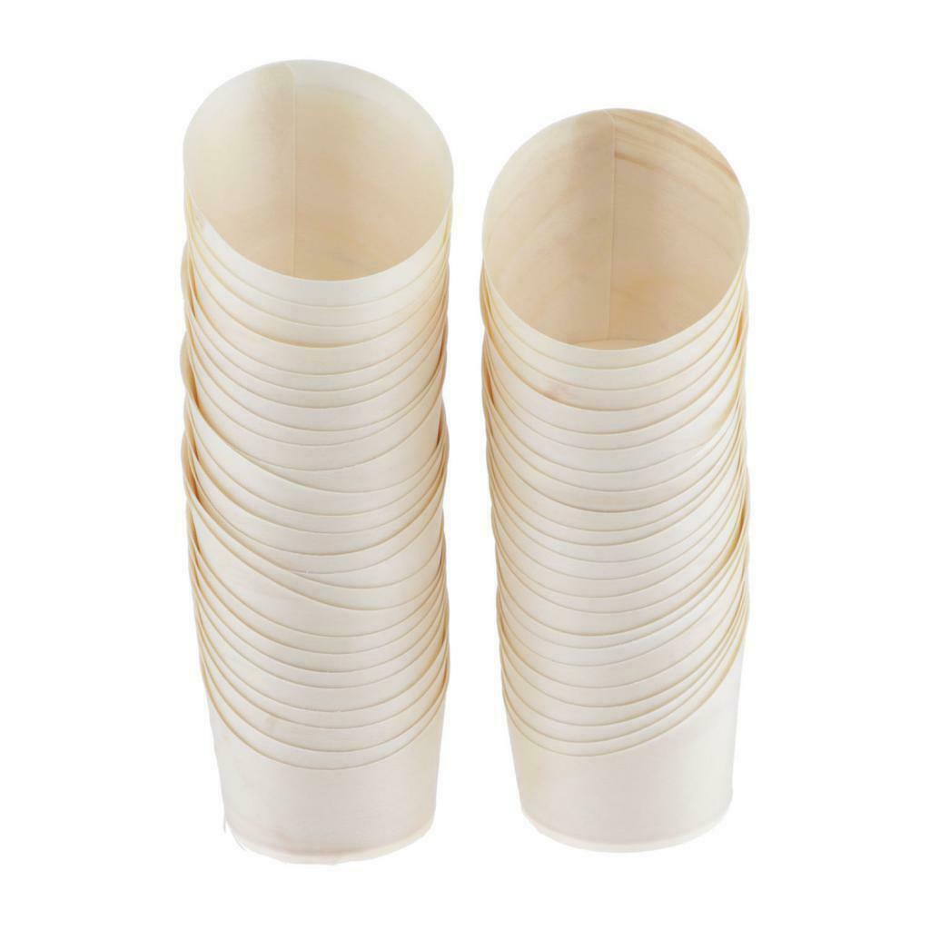 50 Pieces Disposable Wooden Oblique Cut Cups for Party Serving Food Snacks